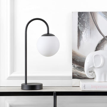 Arco 18.25" Iron/Glass Minimalist Mid Century Globe LED Table Lamp - JONATHAN Y
